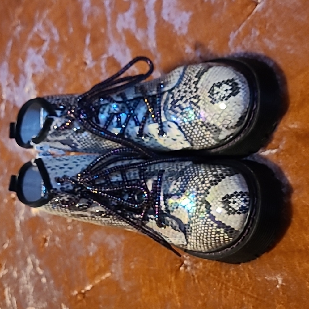 Kids Snakeskin Combat Boots Size 2